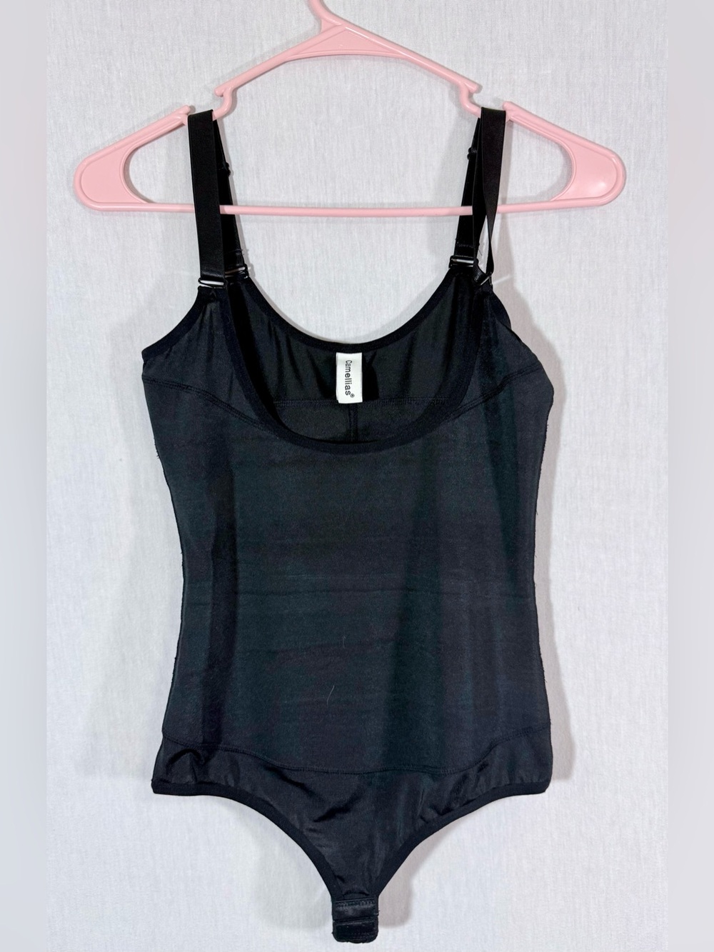 Camellias S open cup contouring shapewear thong bodysuit in black